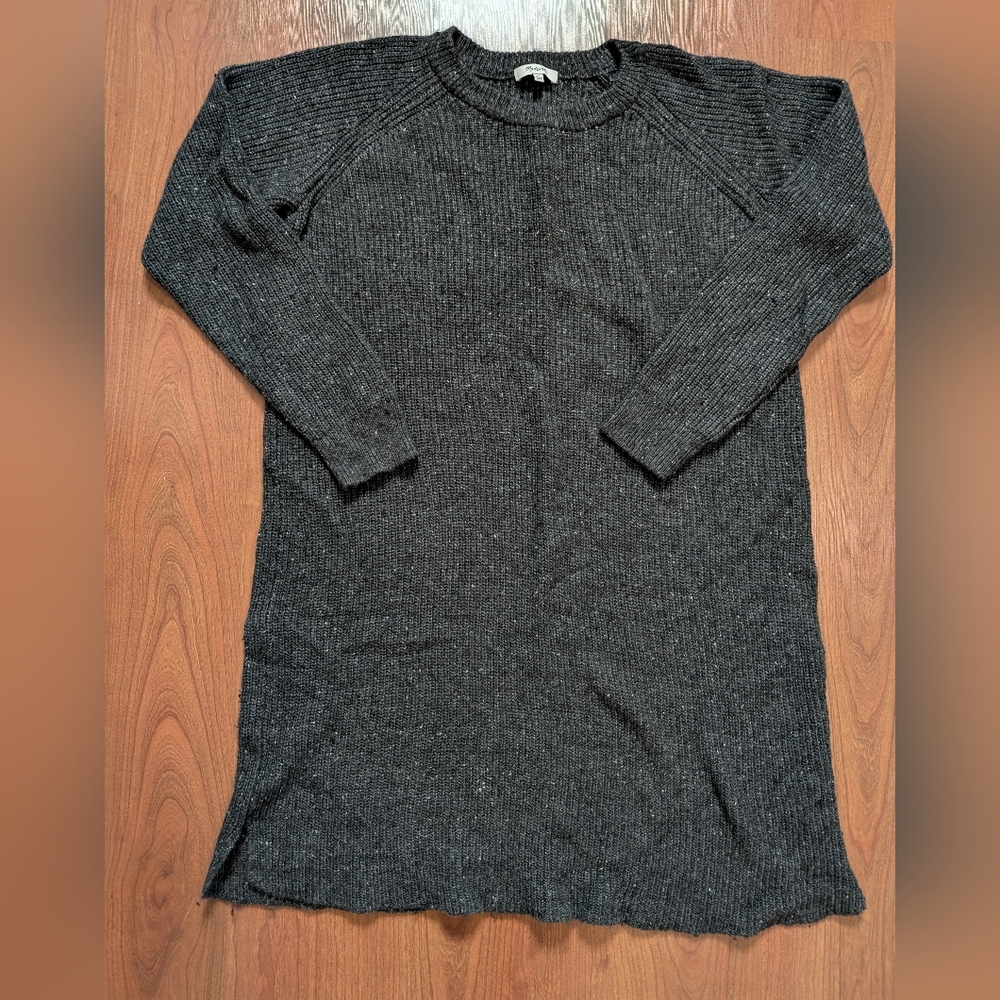 Madewell Ribbed Knit Crewneck Sweater Dress Charcoal XL